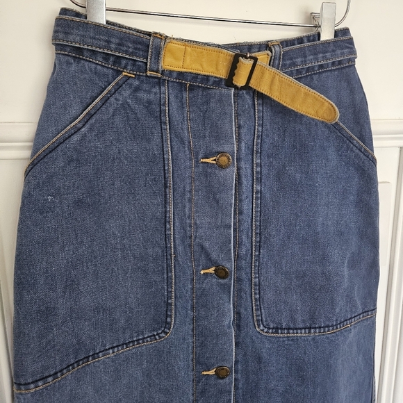 70s‎ Le Chateau western belted denim midi skirt - Picture 2 of 8